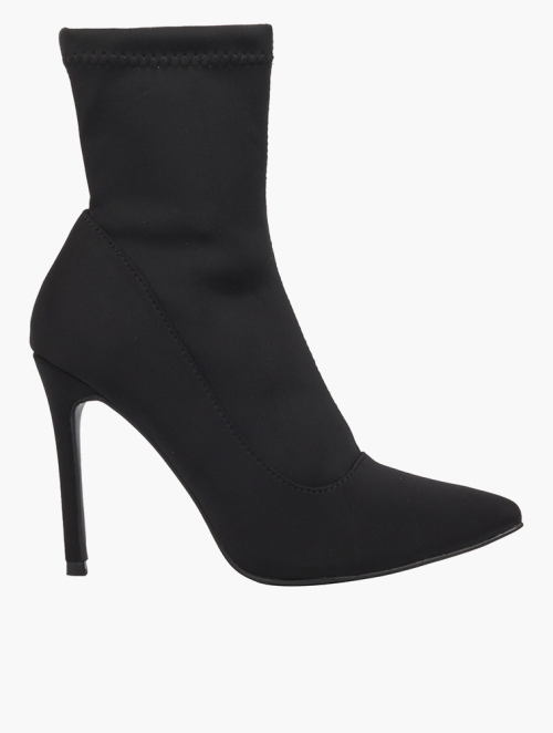 Square Toe Black Lycra Sock Boots Hayden Block Heel Sock Boot Online