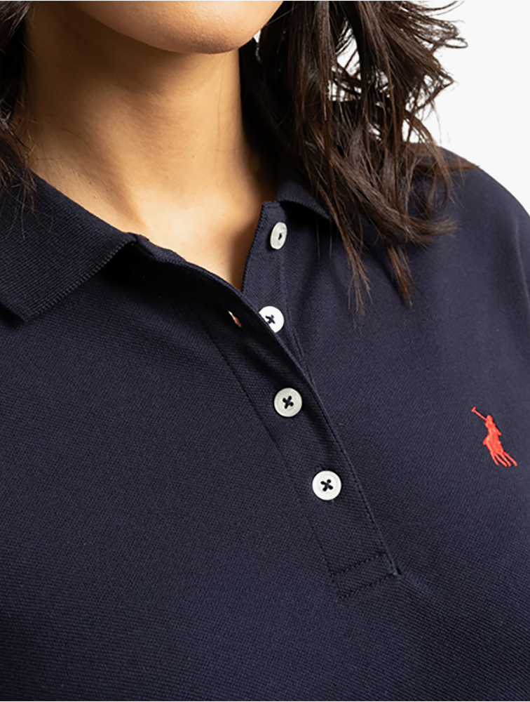 MyRunway | Shop Polo Navy Logo Short Sleeve Golfer for Women from