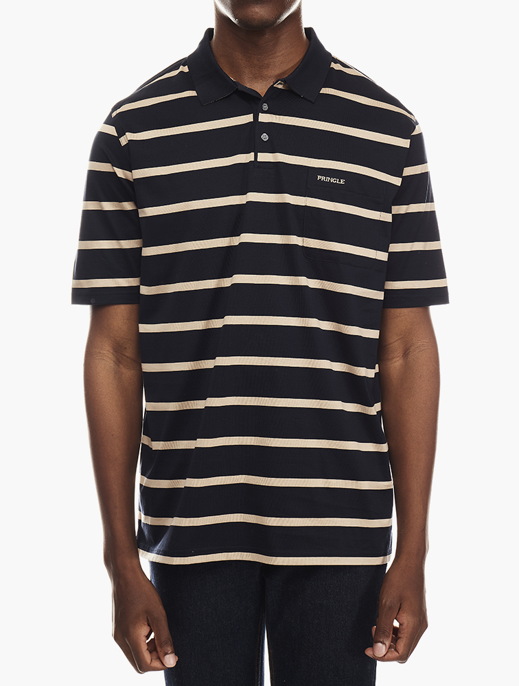 MyRunway Shop Pringle of Scotland Navy Stripe Mercerised Golfer