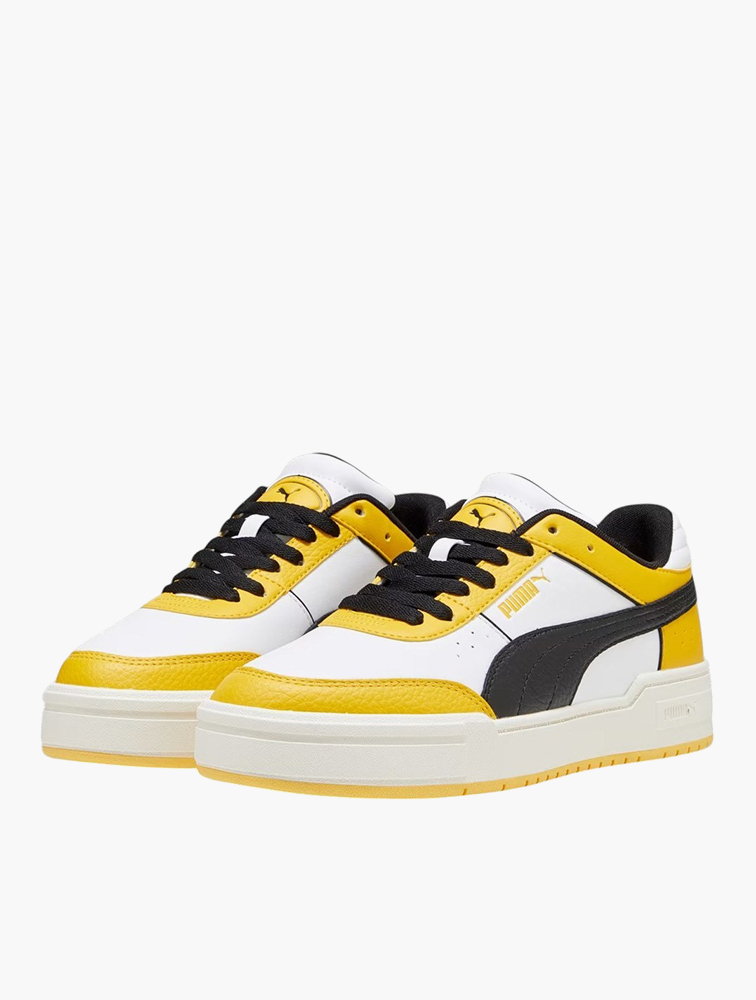 MyRunway | Shop PUMA White & Yellow Sizzle Ca Pro Sport Leather