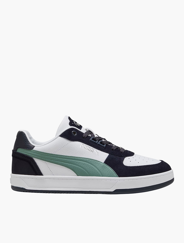 MyRunway | Shop PUMA White & Green Caven 2.0 Lux Suede Lace Up
