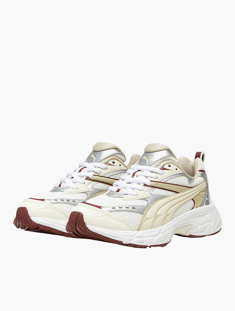 MyRunway | Shop PUMA Warm White Morphic Metallic Lace Up Sneakers