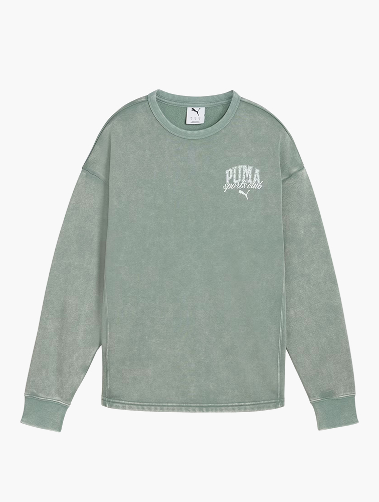 MyRunway | Shop PUMA Green Moon Class Comfort Washed Crew Fleece