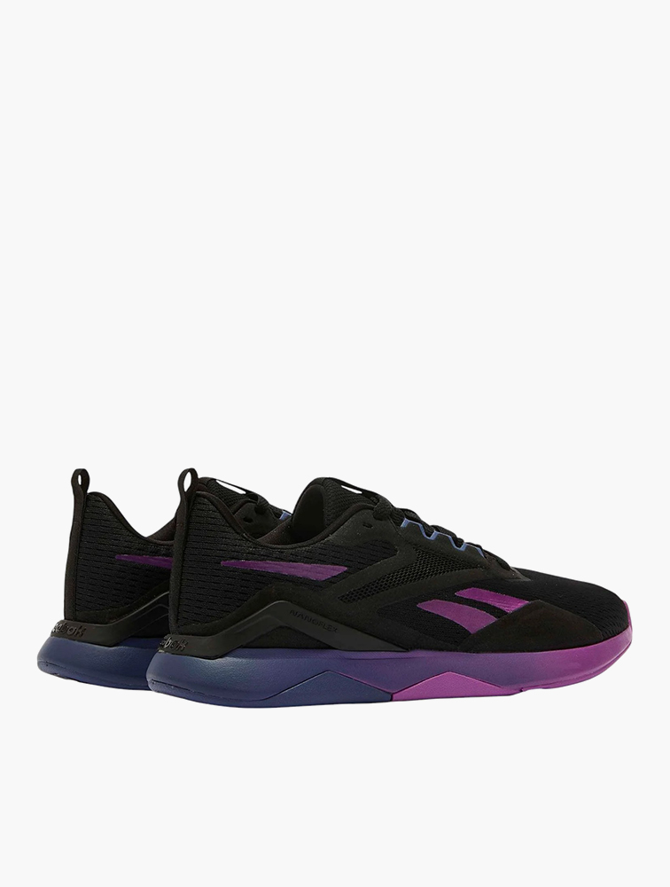 MyRunway | Shop Reebok Black & Purple Rave Nanoflex Tr 2 Lace-Up