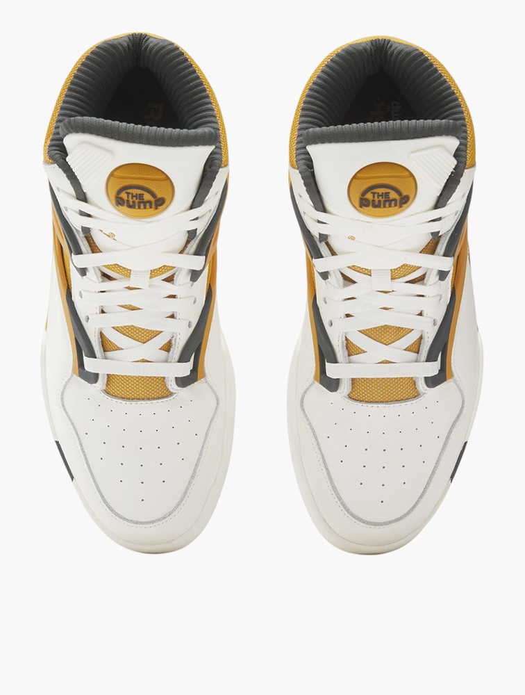 MyRunway | Shop Reebok Chalk-Radiant Ochre & Grey Pump Omni Zone