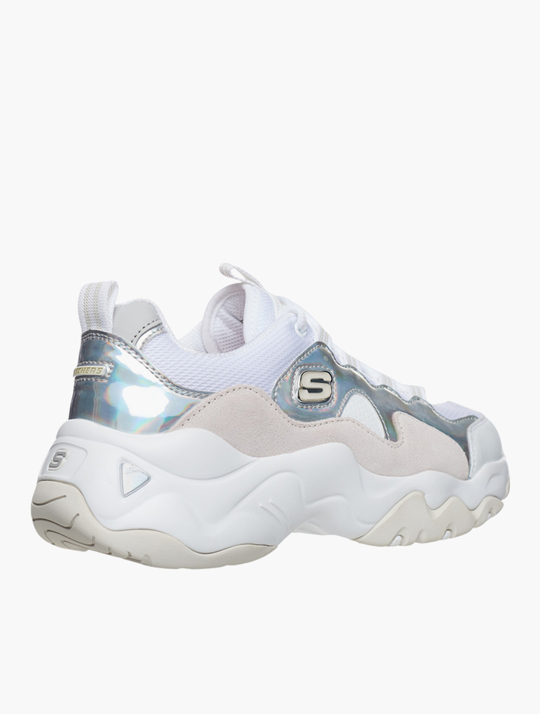 MyRunway Shop Skechers White Silver D Lites Lace-Up