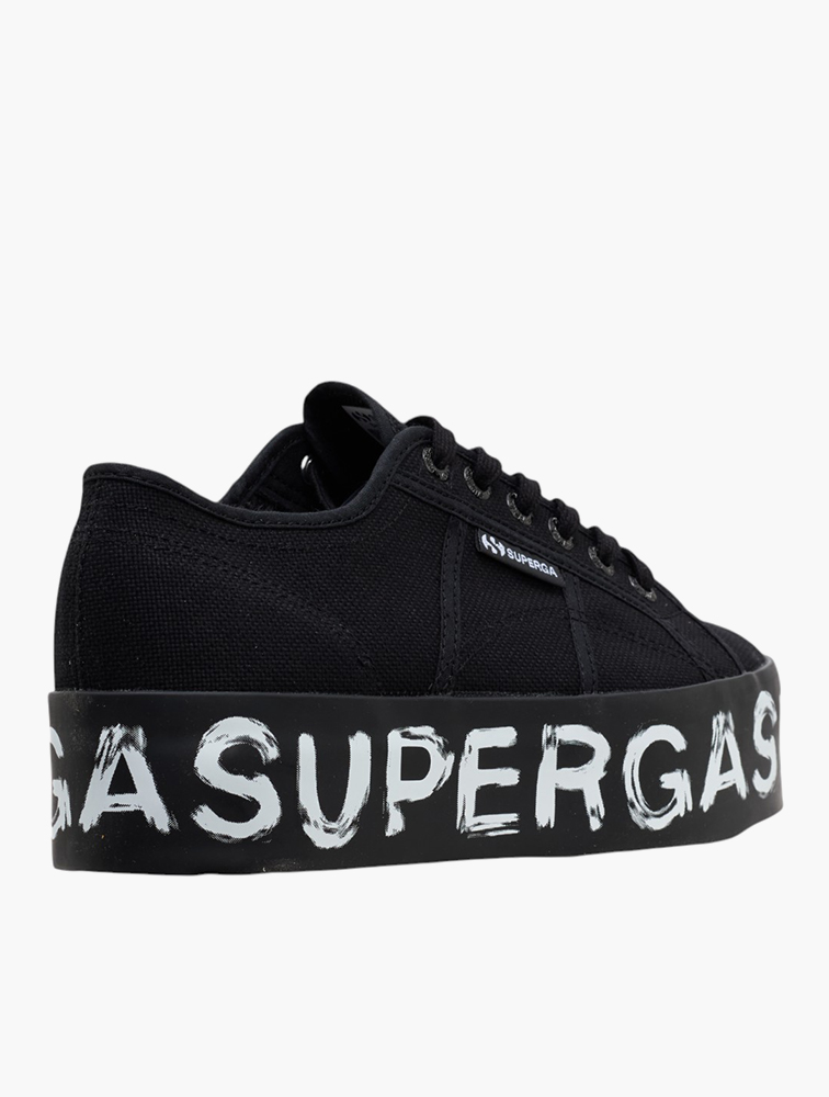 MyRunway Shop Superga Black White Platform Lace-Up Sneakers