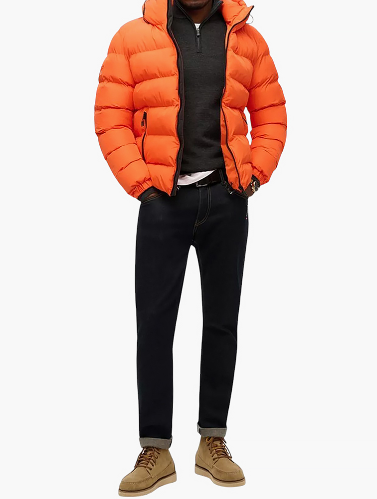 MyRunway | Shop Superdry Orange Hooded City Graphic Puffer Jacket