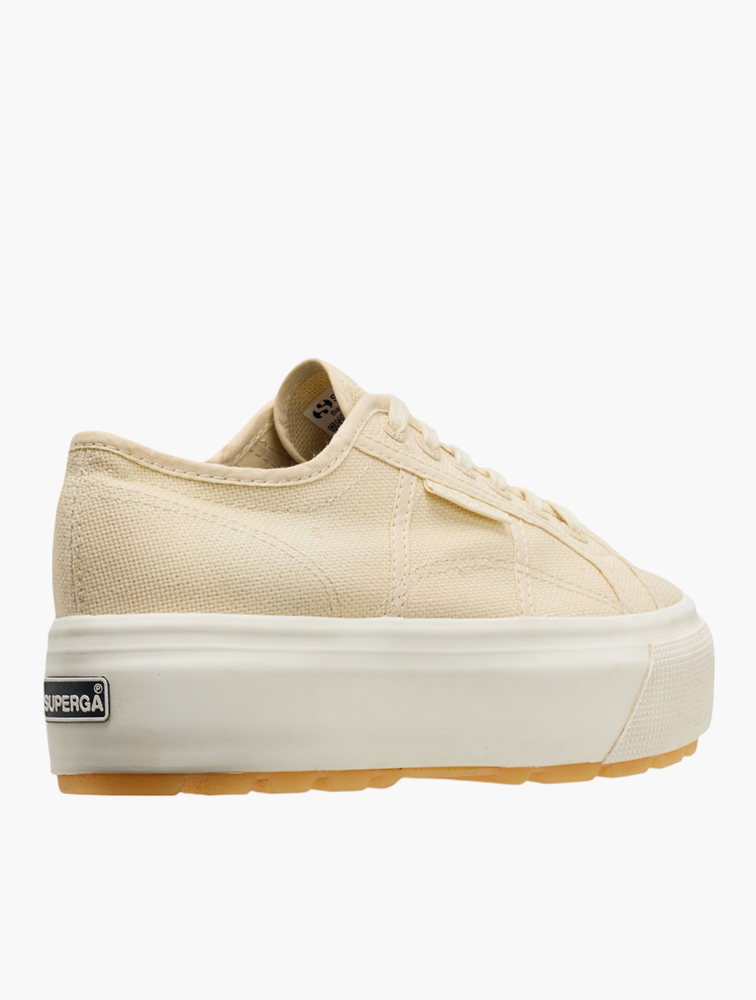 MyRunway Shop Superga Beige Lace-Up Platform Sneakers for Women