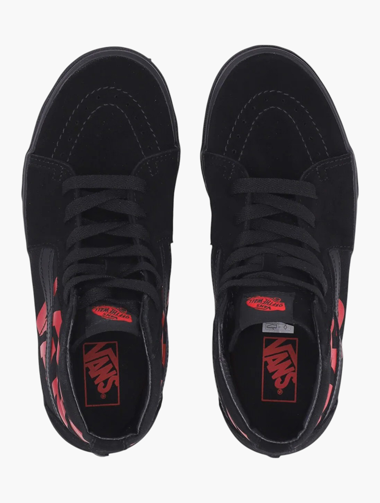 MyRunway | Shop Vans Black & Red Sk8-Hi Logo Shoes for Kids from