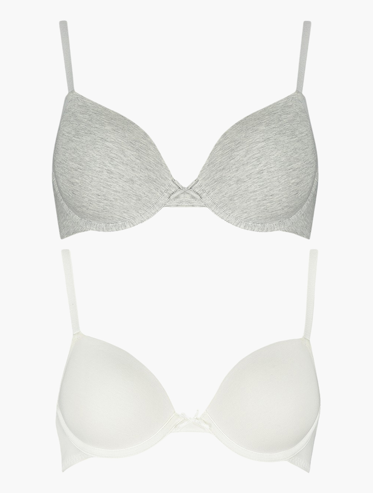 MyRunway | Shop Woolworths 2 Pack Grey Padded Underwire Plunge T