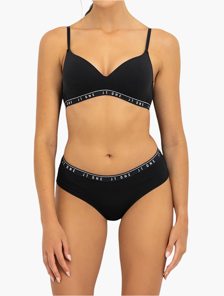 MyRunway | Shop JT One Black Padded Non wire Stretch Cotton Bra