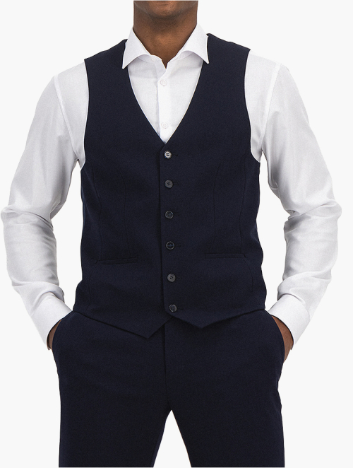 MyRunway | Shop Woolworths Navy Slim Fit Stretch Viscose Blend