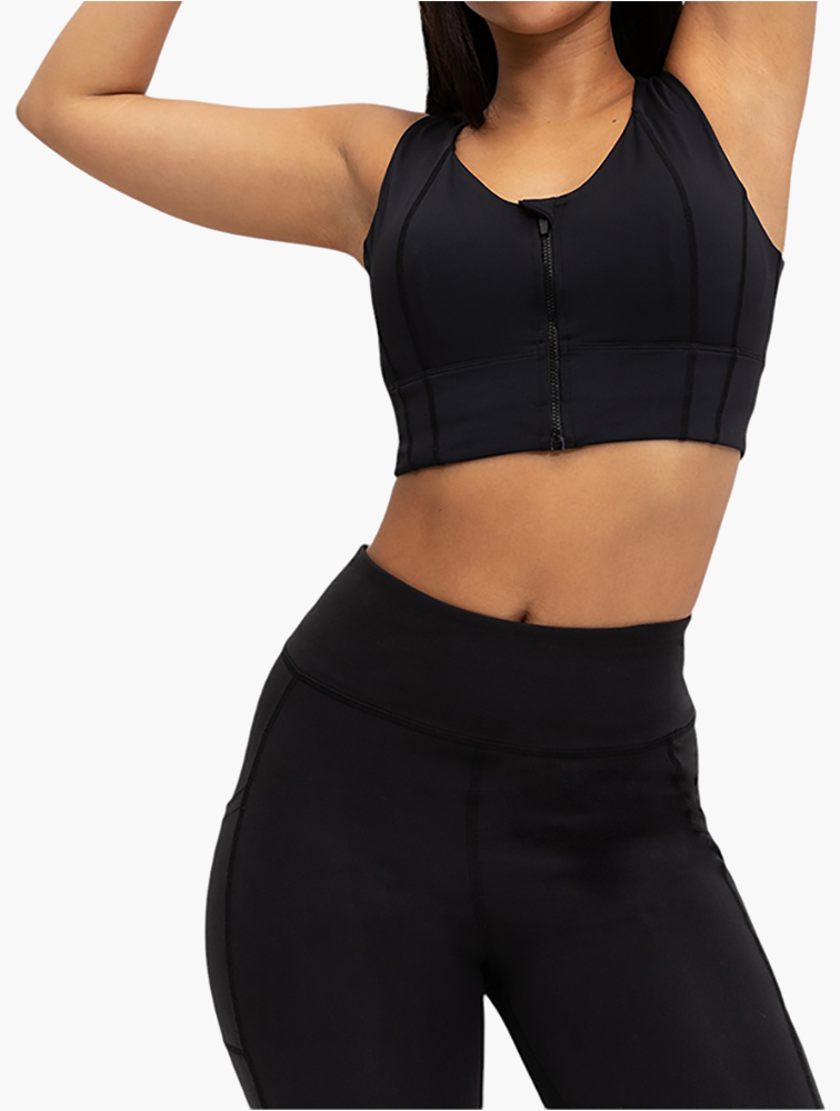 MyRunway | Shop Woolworths Black Zip Detail Sports Bra for Women