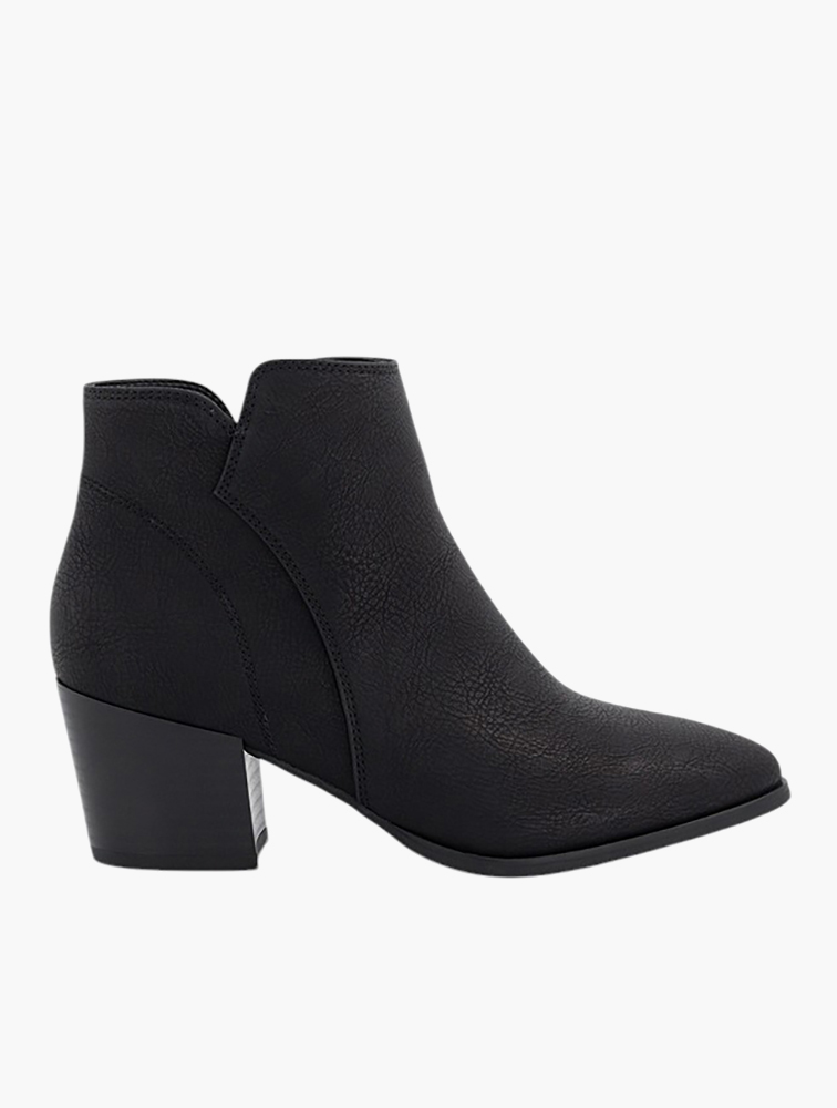 MyRunway | Shop Woolworths Black Side Zip Block Heel Ankle Boots