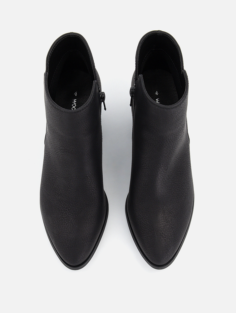 MyRunway | Shop Woolworths Black Side Zip Block Heel Ankle Boots