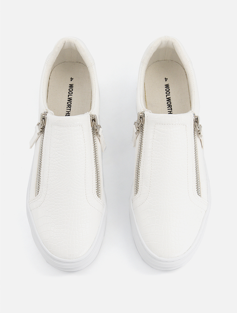 MyRunway | Shop Woolworths Silver Zipped Platform Sneakers for