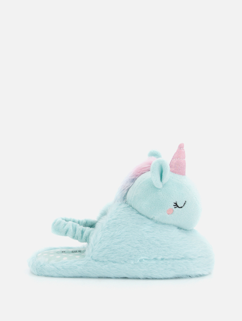 MyRunway Shop Woolworths Aqua Unicorn Plush Slippers for Kids
