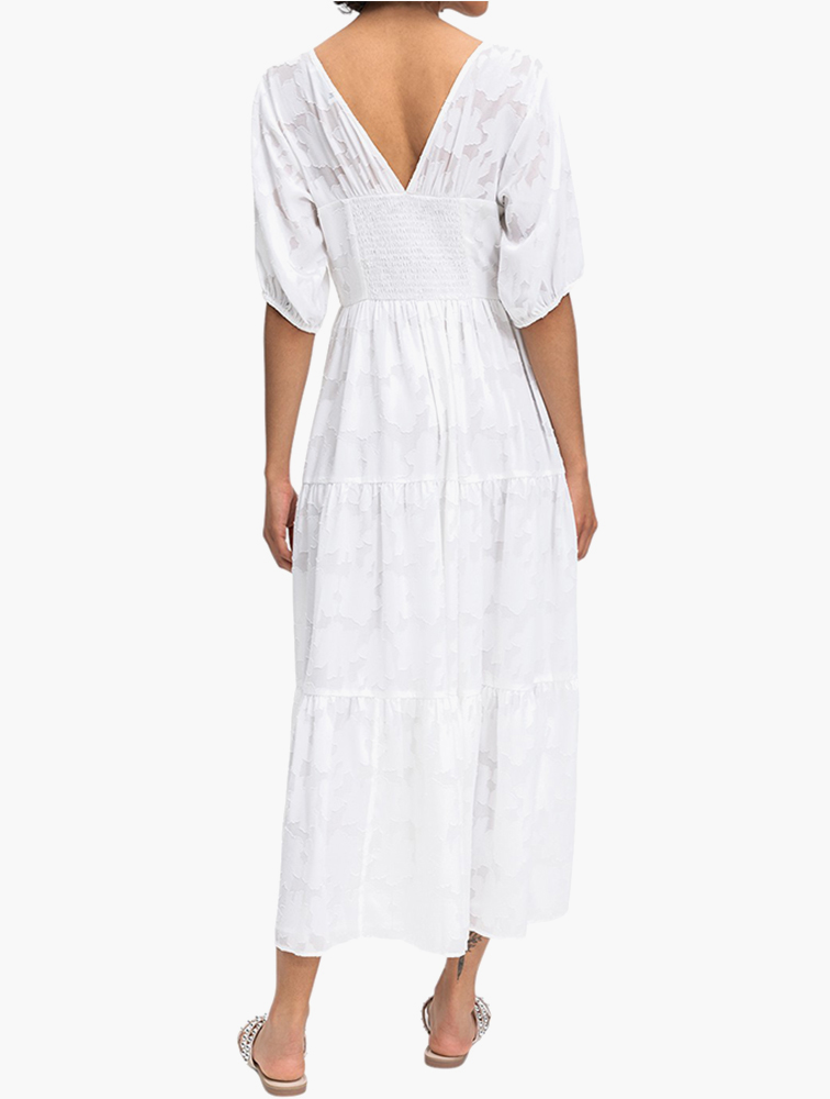 MyRunway | Shop Woolworths White Tiered V-neck Puff Sleeve Maxi Dress for  Women from MyRunway.co.za
