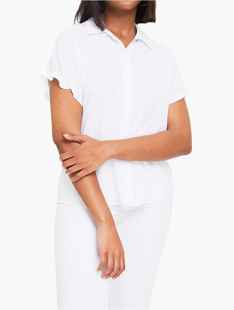 MyRunway Shop Woolworths White Stretch Frill Sleeve Viscose Shirt For 
