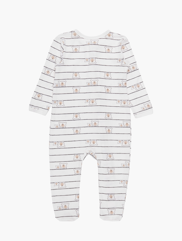 MyRunway | Shop Woolworths White &amp; Multi Stripe Print Baby Sleepsuit ...