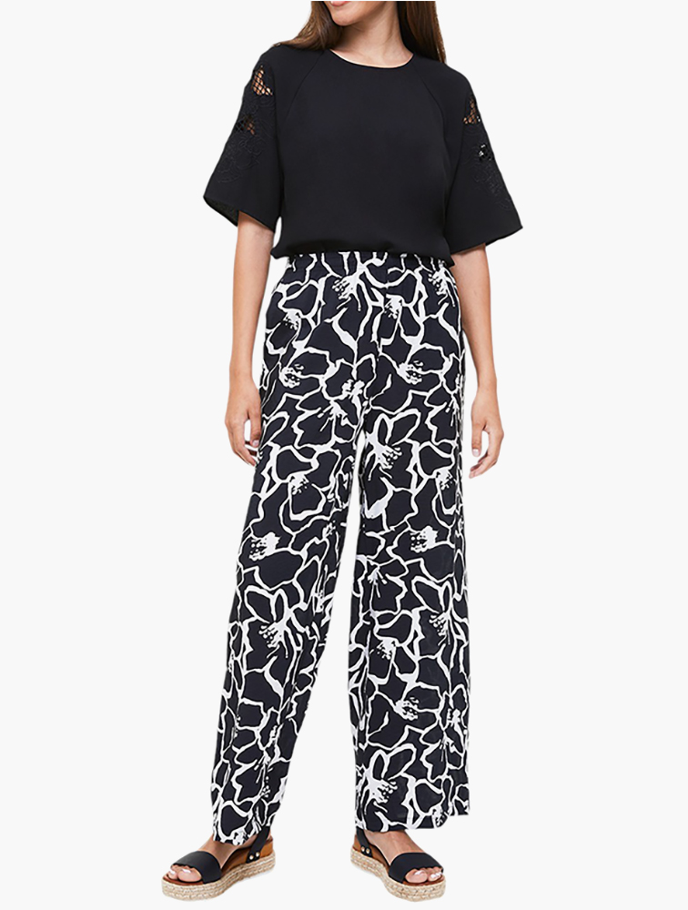 MyRunway | Shop Woolworths Black Print Cropped Wide Leg Pants for