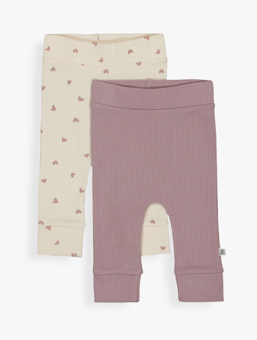 MyRunway | Shop Woolworths Cream &amp; Purple Heart Print Leggings 2 Pack ...