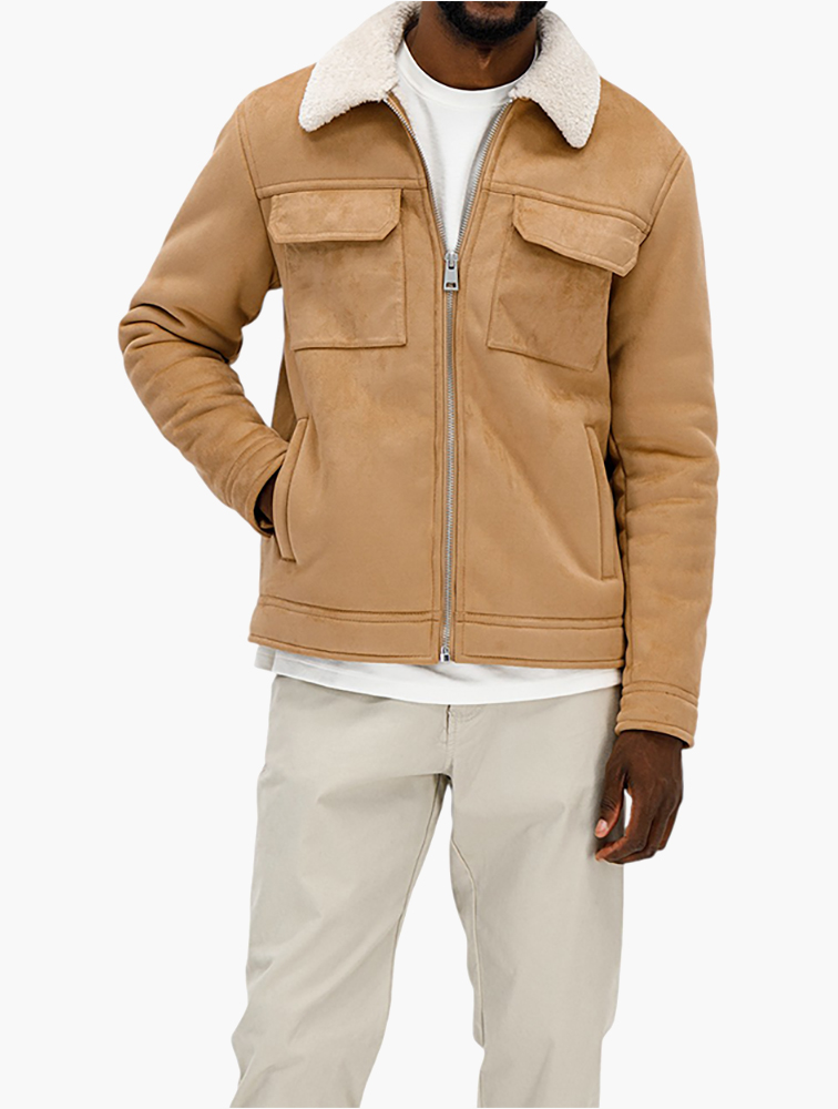 wym lidnm FAUX SUEDE ZIP BLOUSON ブラウン M wym lidnm ARTIFICIAL GRAIN / FAUX SUEDE ZIP BLOUSON｜Yahoo!フリマ