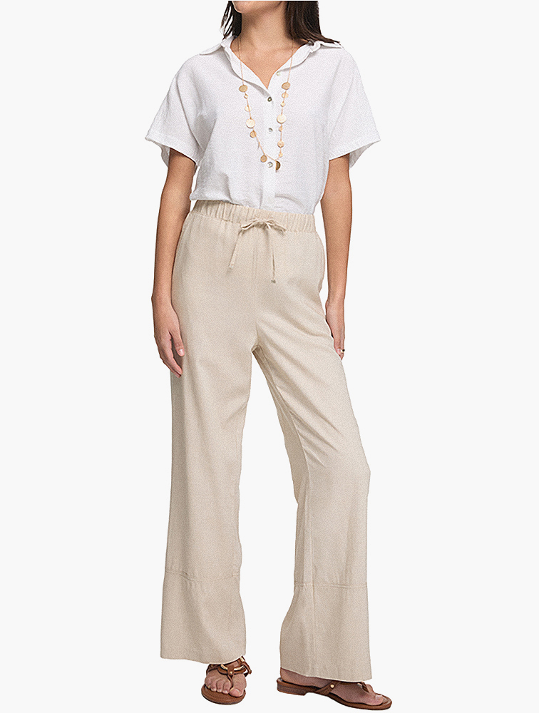 MyRunway | Shop Woolworths Natural Wide Leg Linen Blend Pants for