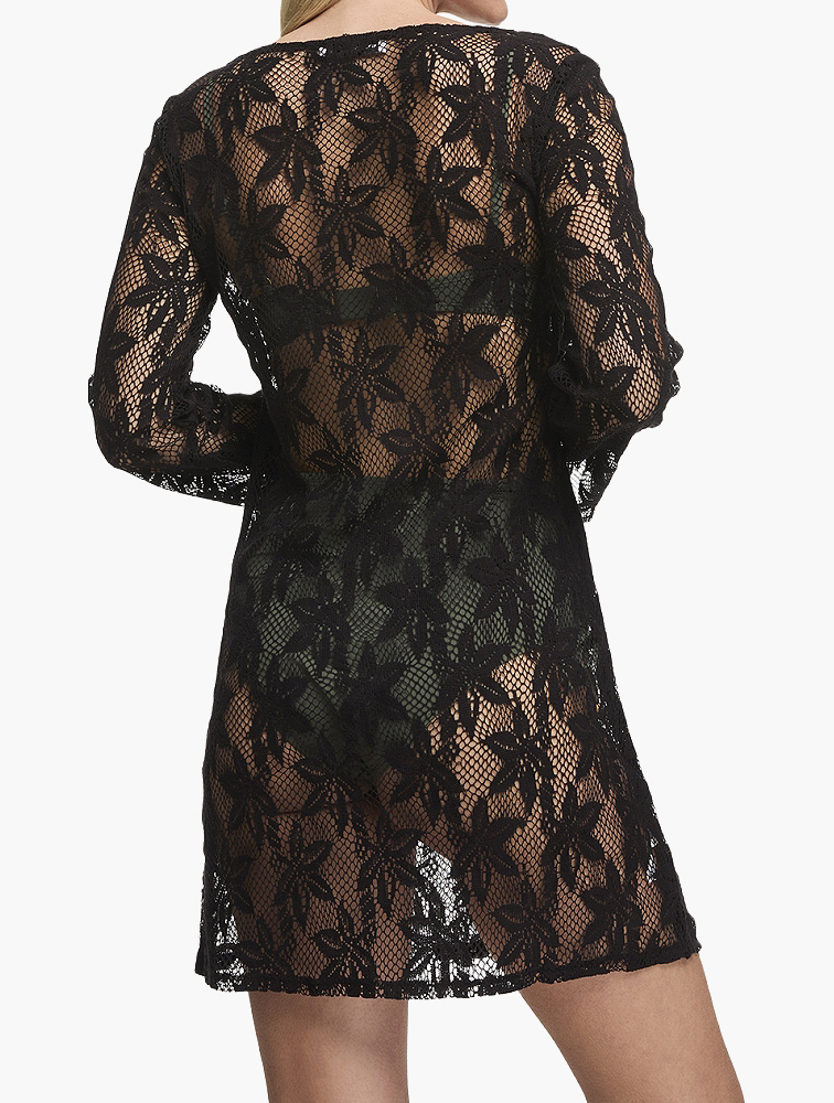 MyRunway | Shop Woolworths Black Lace Overlay Beach Cover Up