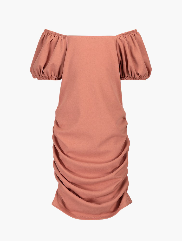 MyRunway | Shop Woolworths Dusty Pink Puff Sleeve Textured Bodycon