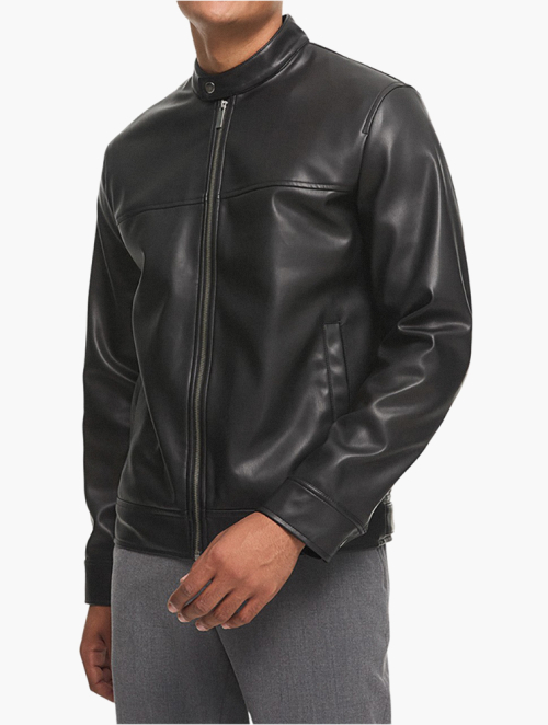 MyRunway | Shop Woolworths Black Faux Leather Harrington Jacket
