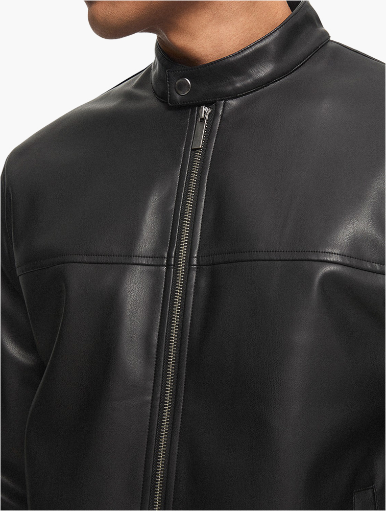 MyRunway | Shop Woolworths Black Faux Leather Harrington Jacket