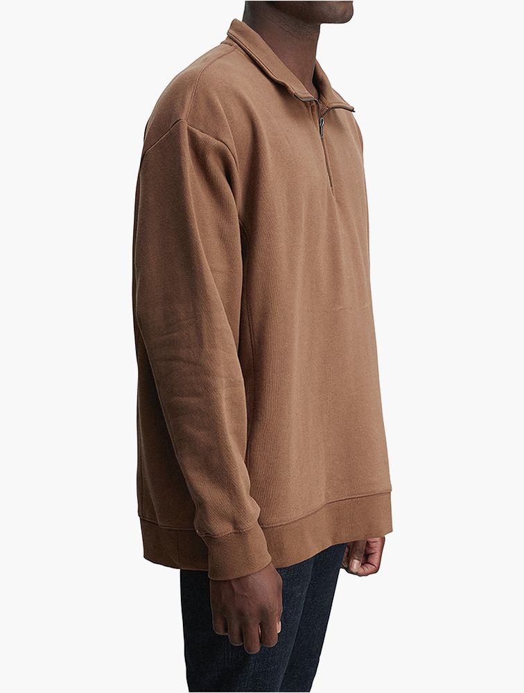 MyRunway | Shop Woolworths Brown Funnel Neck Quarter Zip Fleece