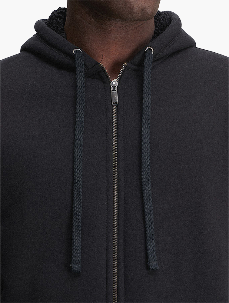 MyRunway | Shop Woolworths Black Zip-up Sherpa Lined Fleece Hoodie
