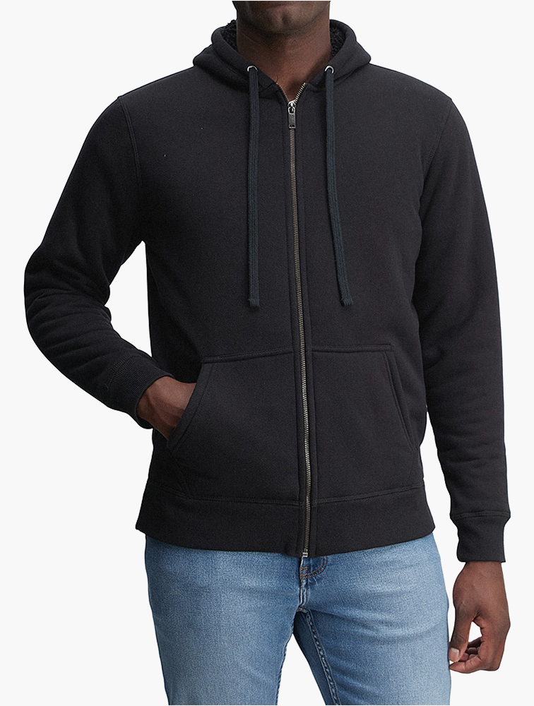 MyRunway | Shop Woolworths Black Zip-up Sherpa Lined Fleece Hoodie