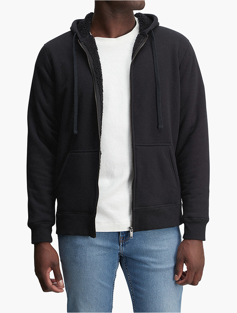MyRunway | Shop Woolworths Black Zip-up Sherpa Lined Fleece Hoodie