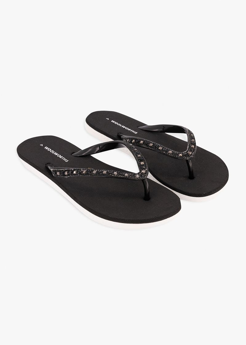MyRunway Shop Woolworths Black Embellished Flip Flops for Women from