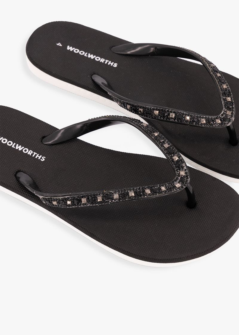 MyRunway Shop Woolworths Black Embellished Flip Flops for Women from