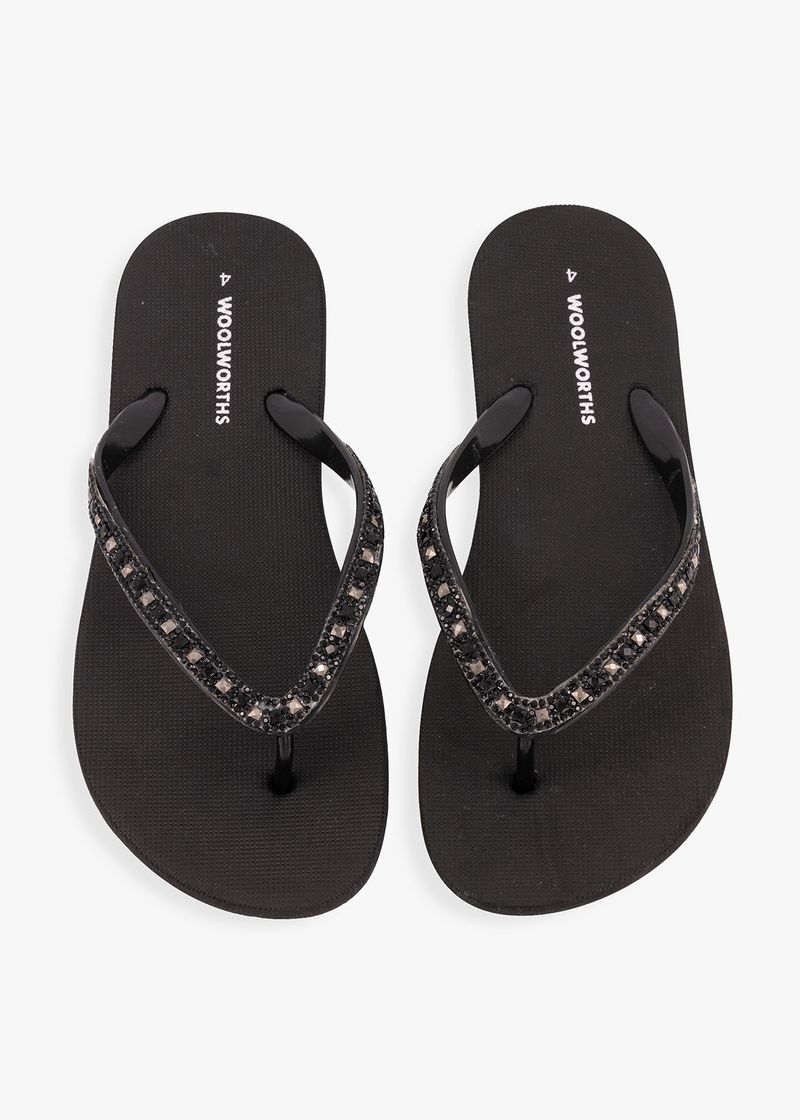 MyRunway Shop Woolworths Black Embellished Flip Flops for Women from