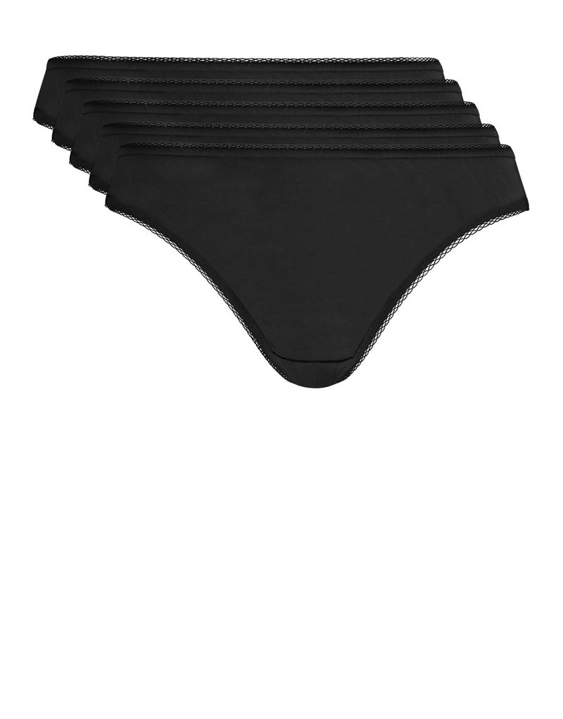 Shop Woolworths Black Stretch Cotton Bikinis 5 Pack for Women from