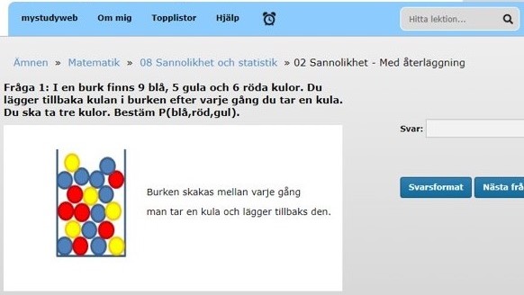 Övning Övning i matematik på digital läromedlet mystudyweb