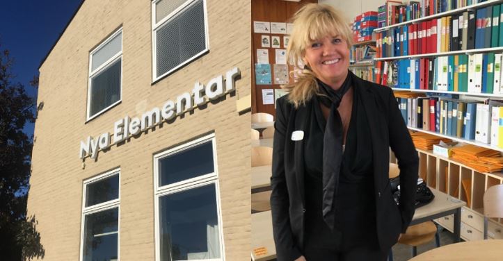 Åsa Langton Michanek på Nya Elementar skola. Åsa Langton och Nya Elementar