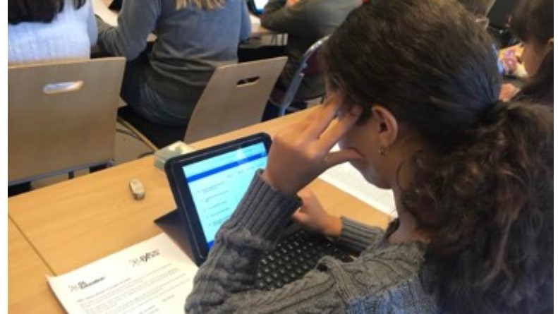 Elev som gör PASS enkät på dator