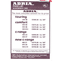 1986 Adria Price List