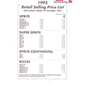 1993 Sprite Caravan PriceList