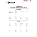 1999 Avondale Price List