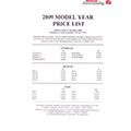2009 Avondale Price List