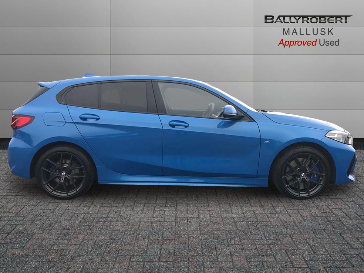 2024 BMW 1 Series BMW 1 SERIES 118i [136] M Sport 5dr Step Auto [LCP] Front sports seats, Height adjustable front head restraints, 3 rear seat head restraints, 3 seat bench in 2nd row, Driver and front passenger seat heating, Child seat ISOFIX attachment for two outer rear seats and front passenger seat with anchorage points, Single front passenger seat, M sport suspension, Anti roll bar front and rear, Drive Performance Control, Twin tube gas filled shock absorbers with degressive characteristic curve, On board computer, Personal Profile, BMW Teleservices, Optimum shift indicator, Oil sensor for level and grade, Check Control warning system for monitoring of lights and door/luggage compartment open warning, Integrated owners handbook, BMW ConnectedDrive online services, Rigidly mounted rear subframe - Multi link construction with separate spring / damper configuration and excellent driving characteristics, Locking wheel bolts, Central locking switch for all doors, fuel filler cap and luggage compartment, Thatcham Cat.1 alarm and immobiliser, Deadlocking function system to all doors, Remote control with integrated key with High-gloss Black inlay and M designation and 1 button for open/ close lock, window, open luggage compartment, Drive away locking system on all doors and luggage compartment with de-activated in iDrive settings, Wheel slip limitation close to the actuator (ARB), Start/stop button illuminated in centre console with keyless engine start and auto start stop deactivation button, Side impact protection, Seatbelt warning, Warning triangle and first aid kit, Tyre pressure monitoring system, BMW emergency call, 2 tone horn, Driver and front passenger seat belt security check, 3 point seatbelts on all seats, front pyrotechnic belt tensioners, stopper and belt force limiters, rear coded belt buckles, Child proof locking system in rear door, Crash sensor activating central locking release, hazard warning lights, fuel cut off, interior lighting + activation of safety battery terminal clamp, Airbags - Front driver/passenger, front and rear curtain head protection, front side, manual deactivation of front passenger airbag, Crash sensor activating of airbags, Unlocking doors, hazard warning lights, interior light, safety battery terminal, Anthracite headlining, Manual adjust steering wheel, Glove compartment, Front armrest, Multi-function controls for steering wheel, Folding rear clothes hook, Storage compartment in luggage compartment, Storage compartment in centre console, Front and rear door pockets with bottle holders, Conditioned based service, Four grab handles integrated in roof lining, Front and rear side armrest integrated into door trim, Driver and front passenger backrest net on rear, Dakota leather upholstery with perforation and contrast stitching, Driver side folding compartment in instrument panel, 12V power socket in front centre console with blanking plug, Type C two USB ports in rear centre console, Stowage of the parcel shelf in luggage compartment trim, 3 spoke sports leather steering wheel with black leather and stitching, pearl chrome decorative finish, specific M Badge, Two front centre console cupholders, Luggage compartment for bag hooks on left and right, foldable luggage compartment liner and two lashing eyelets, Luggage compartment for bag hooks on left and right, foldable luggage compartment liner and four lashing eyelets, Cargo function on 2nd seat row, Black boot net with lashing eyes, Body colour door handles, Shark fin antenna, Visible VIN plate, Front and rear bumper system with replaceable deformation elements, Lightweight engineering, Chrome 'M' logo side designation, Body colour roof trims, Fading support, Matt black air guide grilles, Chrome kidney grille frame with Satin Aluminium struts, Front door sill finishers in black plastic with M designation in metallic look, High gloss shadowline window frame, Recess cover mirror frames and B/C pillar embelisher trim, Model designation on electric bootlid, Chrome exhaust twin tailpipes round 90mm in left, Matt black wheel arch trim, Rear side wing doors, High level third brake light, Follow me home headlights, Automatic headlight beam throw control, Welcome lighting, LED daytime running lights, LED Headlights, LED front fog lights, Rear fog lights, Direction indicator side lights in exterior mirrors, Nearside reverse light in rear light cluster, LED eyebrow turn indicators, Preparation for high beam assistant, Auto dimming rear view mirror, Body colour mirror caps, Heated, electrically adjustable exterior mirror aspheric on driver side, convex on passenger side, Folding side mirrors with auto dimming/folding wing mirrors with auto dimming, Electrically adjustable exterior mirror with mirror adjustment switch on drivers armrest and aspheric on driver side, convex on passenger side, Cornering brake control, Dynamic Traction Control - DTC, Brake drying, Front and rear disc brakes, Anti lock braking system (ABS) with brake assist, Braking readiness, Dynamic stability control + (DSC+), City braking function, Electrically operated hand brake including automatic hold function, Comfort modes, Lane departure warning system, Cruise control with brake assist, Speed limiter, Attentiveness assist, Active guard plus, Cruise control with speed limiter, Front axle single joint with specific axle kinematics to minimise drive influences on steering + provide increased rigidity agile driving behaviour, Speed limit Info including no-overtaking indicator, Ambient interior lighting, DAB Digital radio, Stereo speaker system with 2 mid range speakers in the front door trims and rear parcel shelf + 2 central bass speakers underneath the front seats, Interior lights pack - 1 Series, Connected pack professional - 1 Series, M Sport exterior styling aerodynamics pack - 1 Series, Additional interior lighting pack - 1 Series, Additional storage compartment pack - 1 Series, BMW live cockpit professional pack- 1 Series, Additional storage compartment pack with code 493 -1 series, Electronic differential lock, 7 speed automatic transmission with double clutch technology, Petrol Particulate Filter, High precision injection, Balancer shaft, VALVETRONIC engine management, Aluminium lightweight construction, Double VANOS twin scroll turbocharging system, Velour floor mats, Floor mats in anthracite velour with contrasting colour seam to match contrast stitching on instrument panel, Rear window wiper, Green tinted heat protection glazing, Front and rear electric windows with open and close fingertip control, anti trap facility and comfort closing, Automatic windscreen wipers and automatic headlight, Integrated front windscreen with washer jets, Reduced rolling resistance tyres, Electrically powered 12V compressor, Eco pro mode, Pull away assistant, Two zone automatic air conditioning, Contrast stitching on instrument panel, 18" Burnished M double spoke bi-colour alloy wheels finished in orbit grey - style 819M, Sun visors with vanity mirrors and insert tab, Bluetooth / WiFi interface for wireless connection of mobile terminal devices and audio streaming, Trailer stabilisation logic - vehicle photo 9 for sale on PureCar