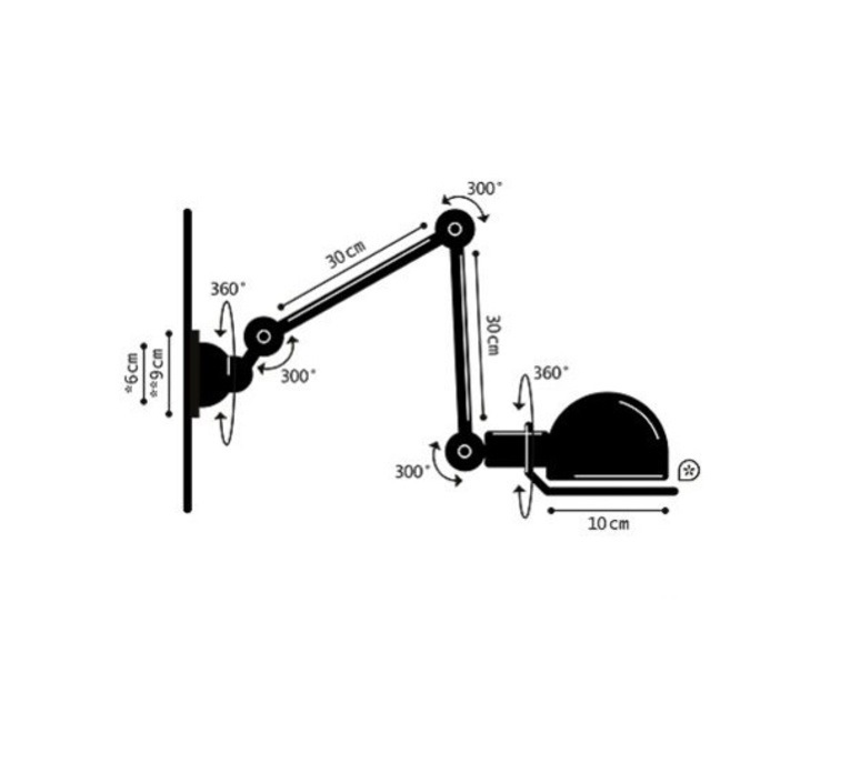 Applique 2 bras noir mat signal l60cm jielde 75459 product